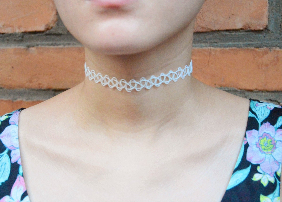 white tattoo choker 90s choker necklace