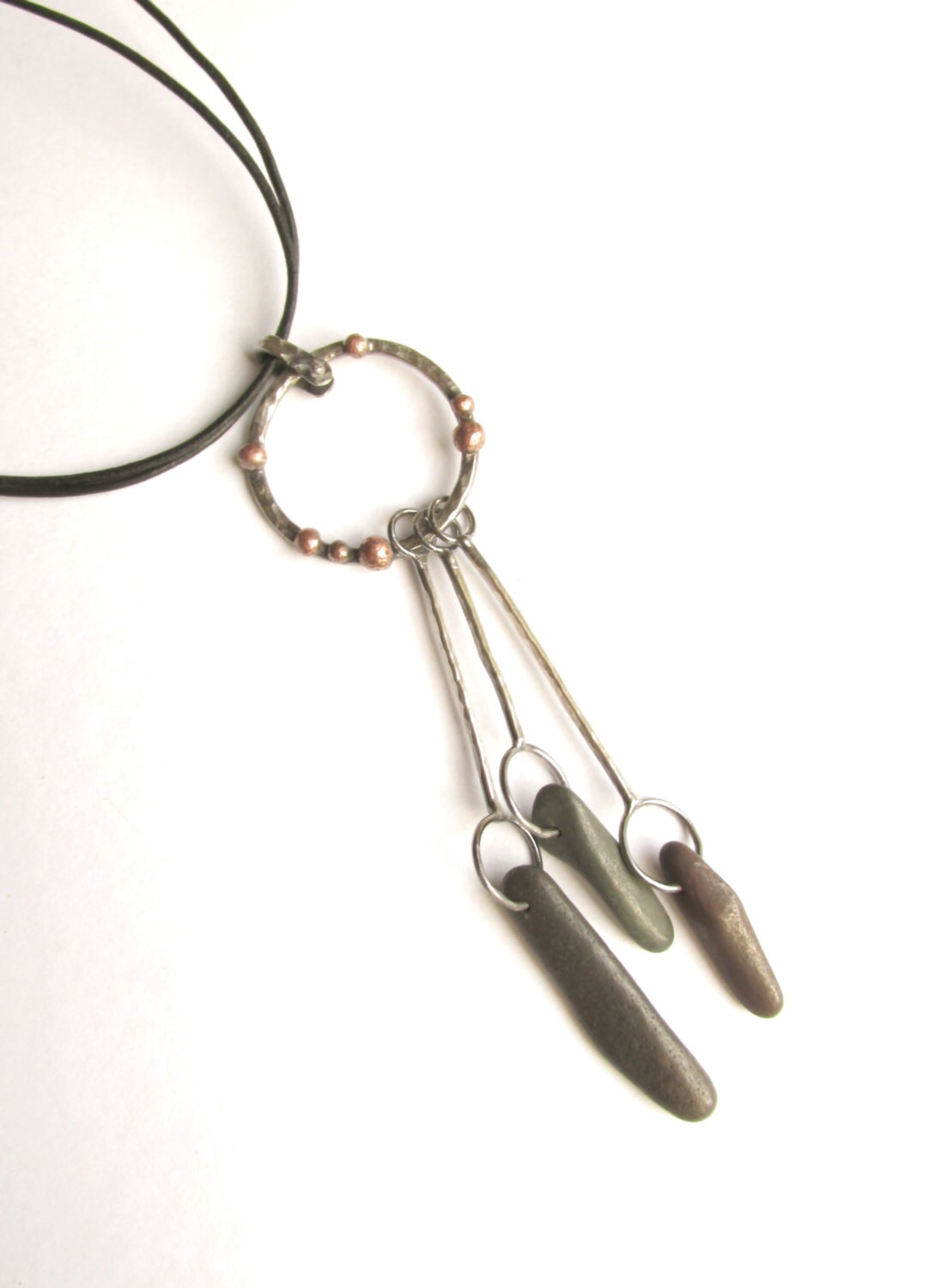 Pendulum Pendant Sterling Silver Copper Riveted by rmddesigns