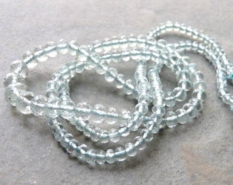 AAA Pale Blue Aquamarine Faceted Rondelles - 2.75mm - Packet of 15 Beads