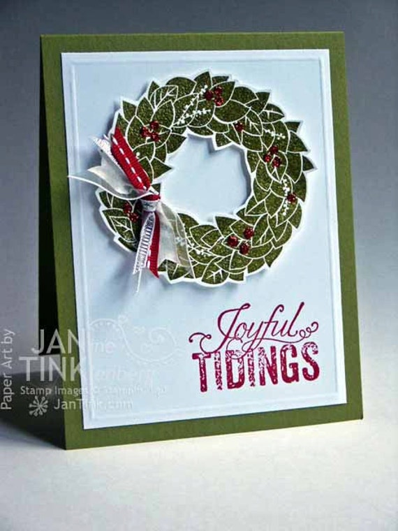 Items similar to Joyful Tidings Merry Christmas Elegant Wreath Greeting