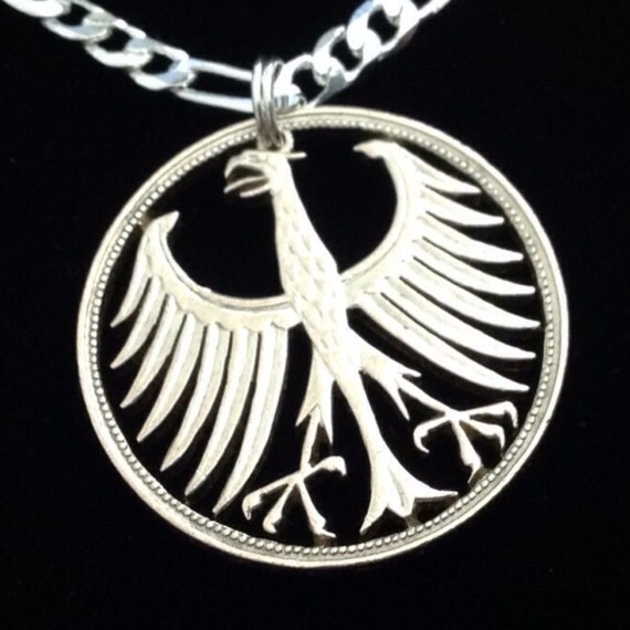 German Five Mark Cut Out Coin Jewelry Necklace Germany Silver