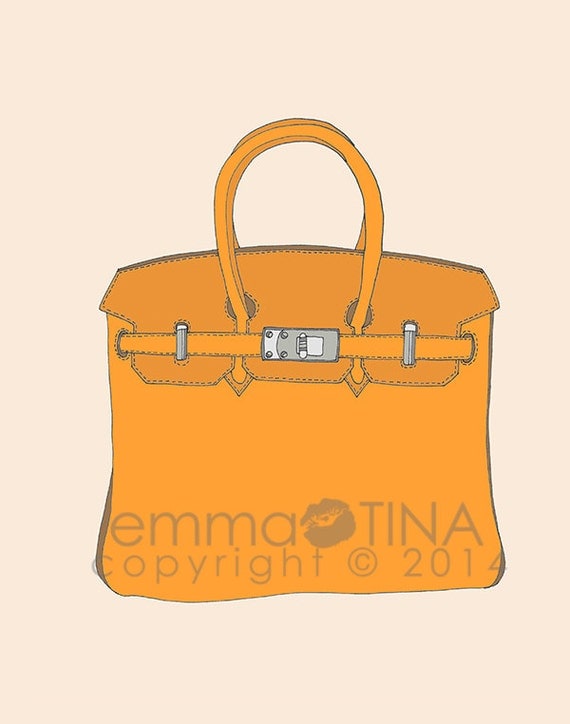 Hermes Birkin Orange Fashion Illustration Art by emmakisstina