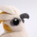 Punky Sulphur Crested Cockatoo White and Yellow Real Bird Needle Felted Bird