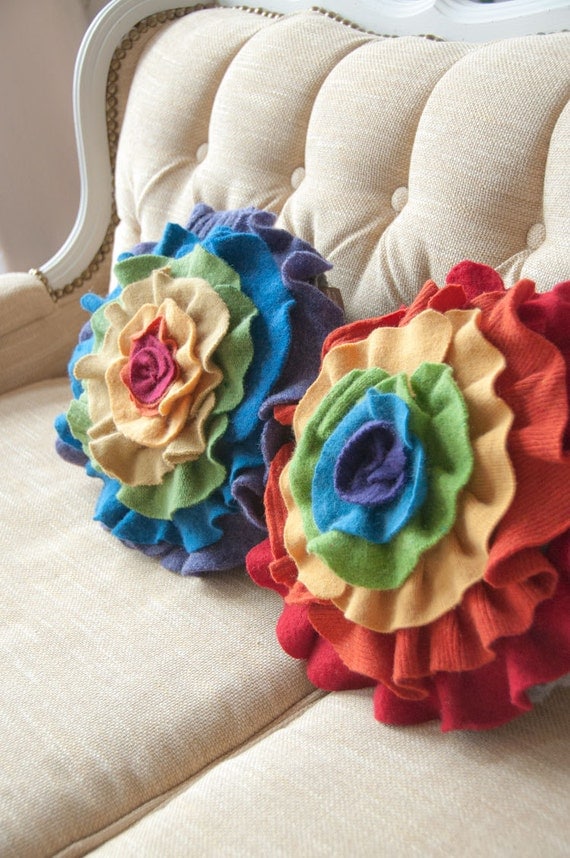 flower rainbow pillow