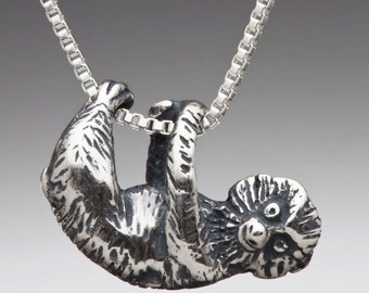 Sloth Necklace Silver - Tree Sloth Charm Tree Sloth Necklace - Sloth Pendant Sloth Jewelry Silver Tree Sloth - Animal Charm - Animal Jewelry
