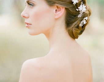 BRIAR-ROSE | pearl bridal hair pins, delicate bridal headpieces, wedding hair pins, floral hair pins