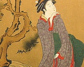 Vintage Japanese Magazine Print Women at A Fulling Block by Shunman Kubo 32.5 x 24.5 cm