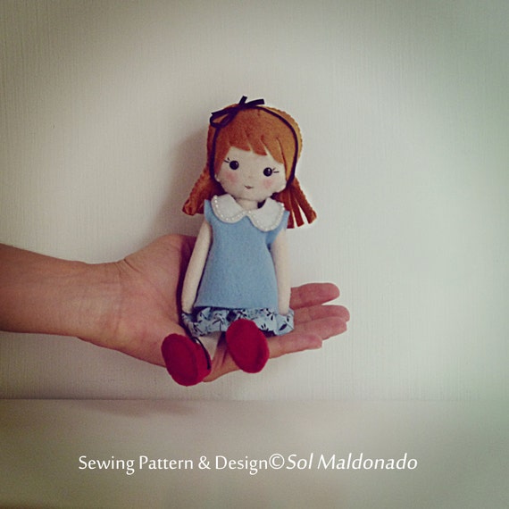 Doll Felt Pattern Vintage girl Sewing Pattern Pdf felt