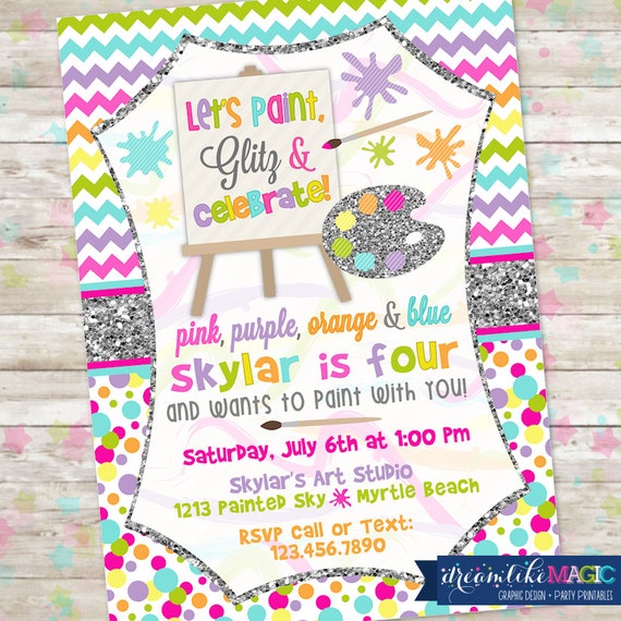 art party invite girl art party art party invitation paint party