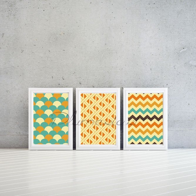 Geometric pattern wall art livingroom decor prints by Plumeriart