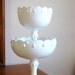 Scalloped Milk Glass Compote Pedestal Dishes, genuine vintage stacking serving pieces