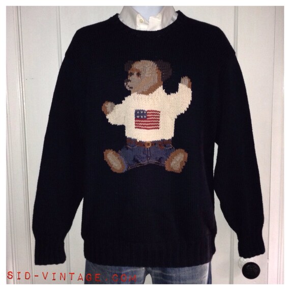 Vintage 1980s 1990s Ralph Lauren Polo Teddy Bear sweater size