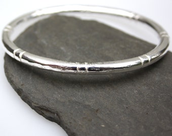 Heavy oval sterling silver bangle , men or women