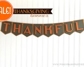 THANKFUL Banner : Art Deco Thanksgiving Banner // Turkey Day Sign // Holiday Decoration with Tapestry Panel // SAMPLE SALE Il_170x135