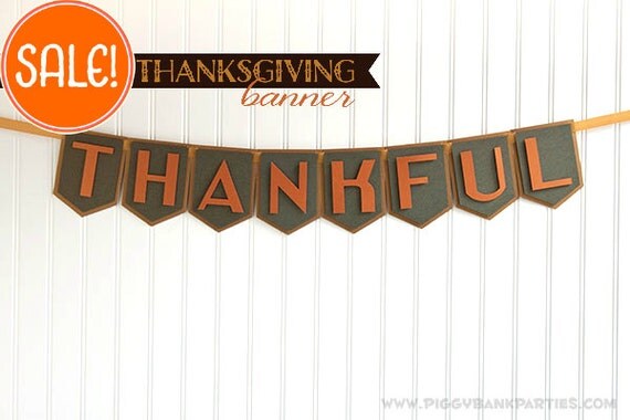 THANKFUL Banner : Art Deco Thanksgiving Banner // Turkey Day Sign // Holiday Decoration with Tapestry Panel // SAMPLE SALE Il_570xn