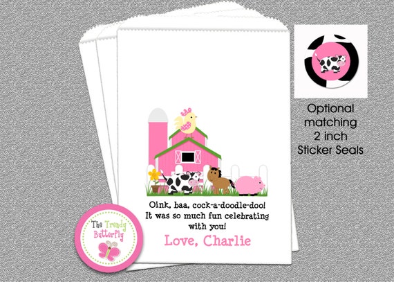 Farm Party Favor Bags , Farm Birthday Party , Candy Bags, Goody Bags, Party Favor Bag Il_570xn