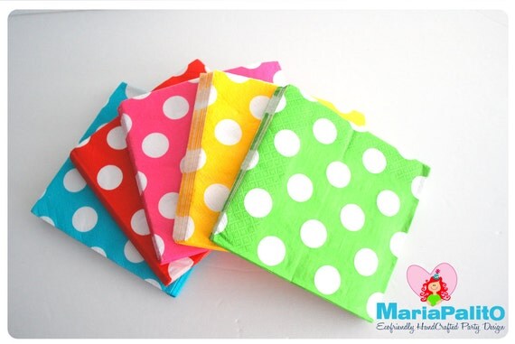 Polka Dot Paper Napkins, pick your color, 20 napkins, Kids party decorations, party supplies A1002 Il_570xn