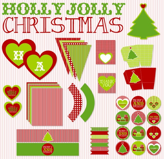Holly Jolly Christmas PRINTABLE Party (INSTANT DOWNLOAD) by Love The Day Il_570xn