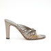 Vintage 70s Bronze Metallic Leather Heels Mules Strappy Sandals 6 Disco Glam American Hustle