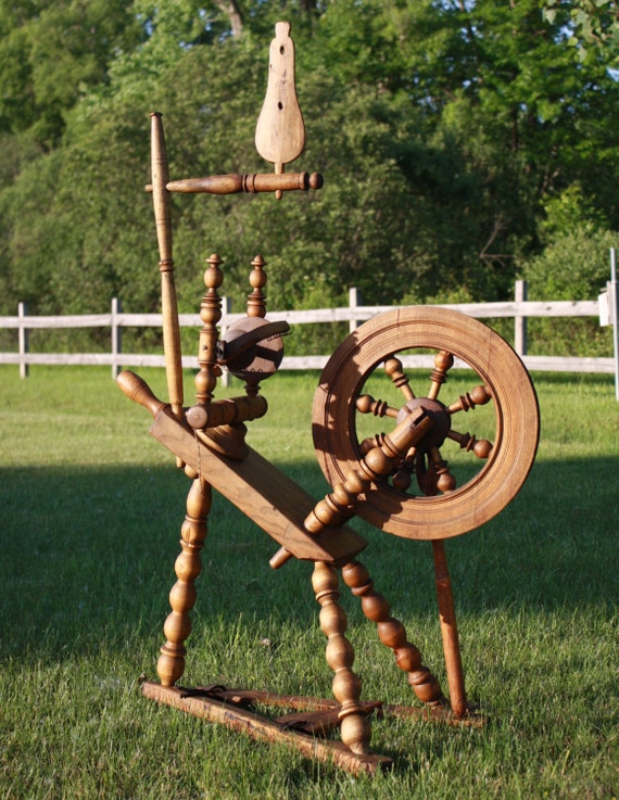 Antique Primitive Saxon Style Spinning Wheels