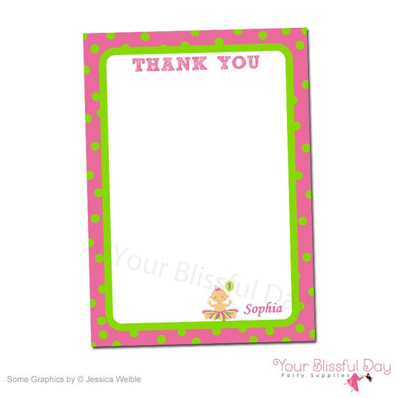 PRINTABLE 1st Birthday Girl Party Thank You Cards (Personalized) Il_570xn