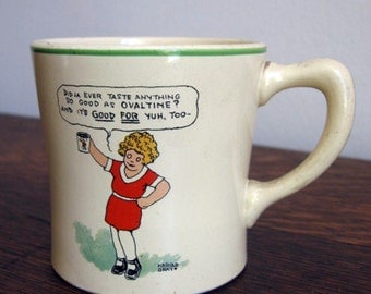 antique ceramic orphan Annie ovaltine mug Wander Co.