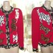 Vintage 80s Crazy Cat Lady Novelty Cardigan Sweater M /L Red Leopard Kittens Ugly