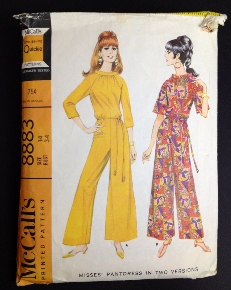 Vintage McCalls 8883 pattern Jumpsuit 1960s 1967 sewing