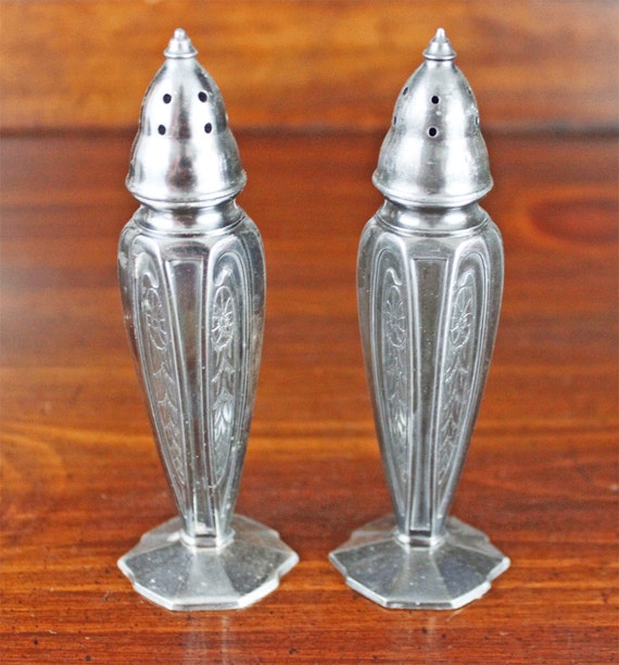 Vintage Astor Pewter Salt and Pepper Shakers by Poole Art