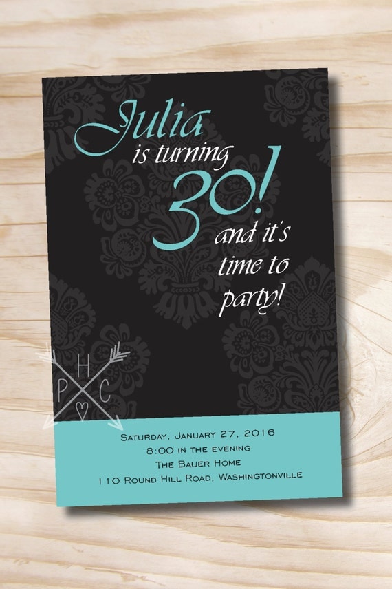 BOLD DAMASK Adult Birthday Party Invitation custom invite, 40th, sweet 16 you print, printable, diy Il_570xn