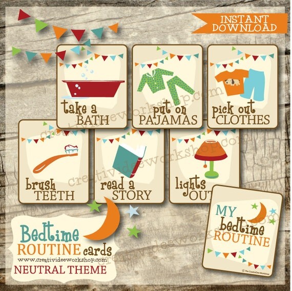 Printable Routine Cards Bedtime Routine by CreativiDeeWorkshop
