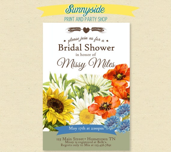 Rustic Wildflower Bridal Shower Invite - Bright Floral Bridal Shower Invitation Il_570xn