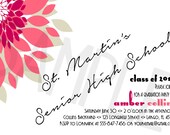 Senior High School Graduation Party Printable Invitation -Girly Flowers, Sweet, Simple - Custom, DIY, School Colors, Celebration - BPF3000 Il_170x135