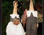 Primitive Folk Art Thanksgiving Pilgrim Stump Dolls