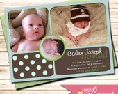 Polka Dot Love Custom Birth Announcement - Multi-photo - DIY Printable Card - Chose Your Colors - New Baby Boy, Girl, Twins - Polkadots Il_170x135