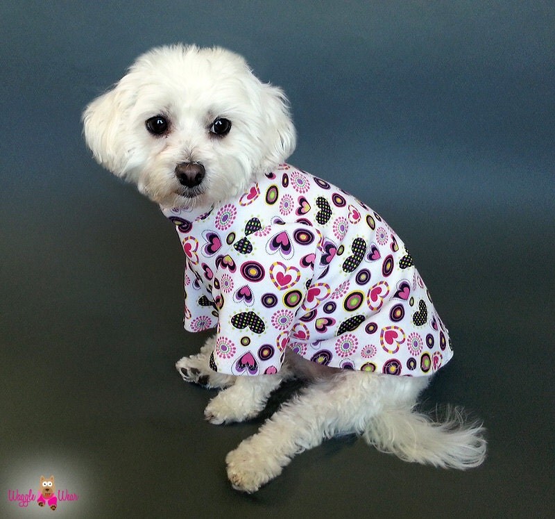 Tshirt Knit Dog Pajamas OR Dog Tank Top with Hearts Design