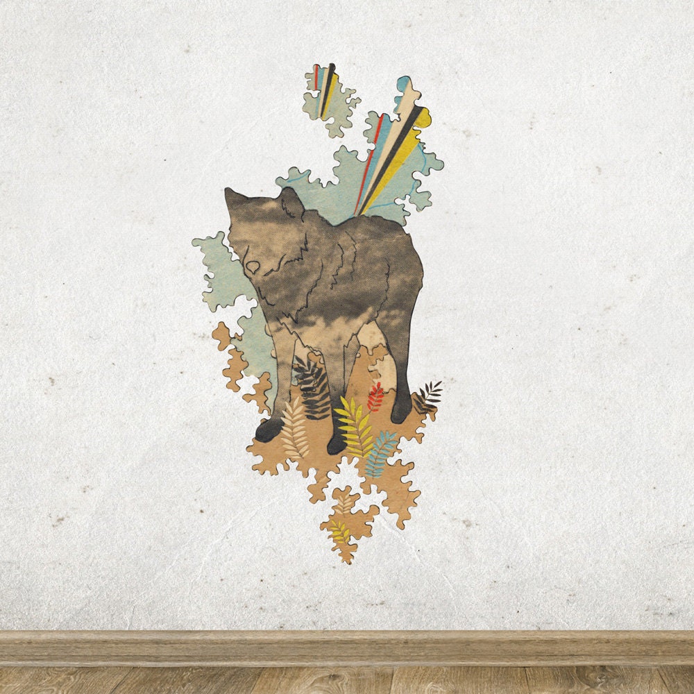 Wolf Collage Art Wall Sticker by Hollie Chastain
