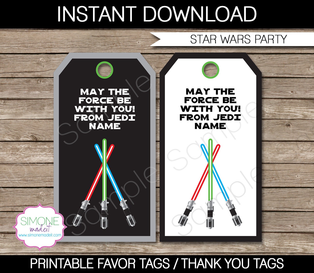 star wars party favor tags thank you tags birthday party