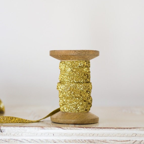Gold Glitter Velvet Ribbon 5 yards by on Etsy