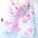 Hand Painted Silk Scarf, Pastel Pink Lilies with pink petite Daisy flowers, Pink Silk Scarf. Floral Scarf, Silk Scarves Takuyo. 8x54 inches.
