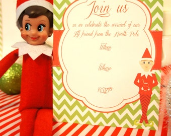 Vintage-style Elf on the Shelf Invitation