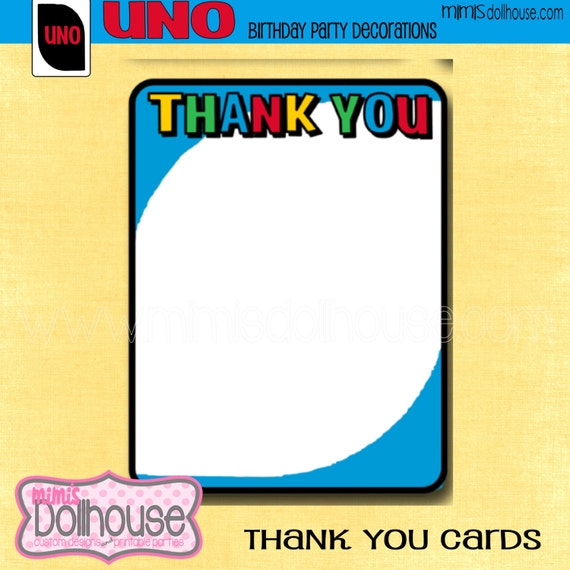 Uno Thank You Cards-Printable Uno Thank You Cards-PDF
