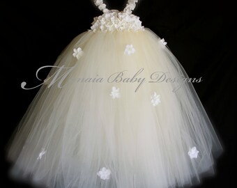 Baby Christening Dress / Baby Confirmation Dress/ Baby Baptism Dress/ Baby Wedding Dress / Flower Girl Dress / Infant Ivory Tutu Dress