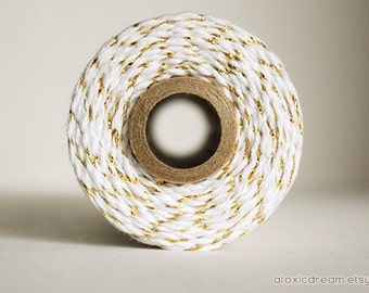 Gold and White Stripes Twine - 50 yds - by Divine Twine