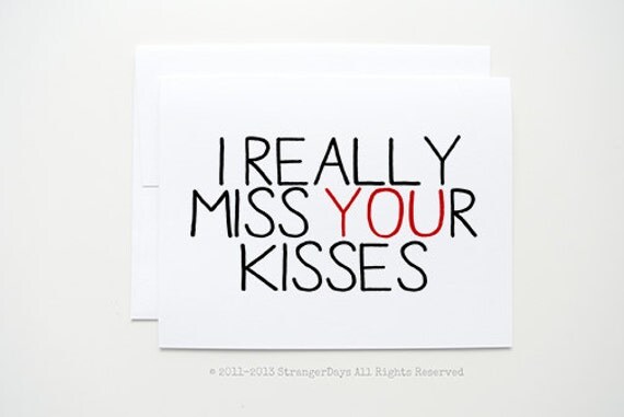 Missing you Card I Really Miss your kisses by StrangerDays on Etsy