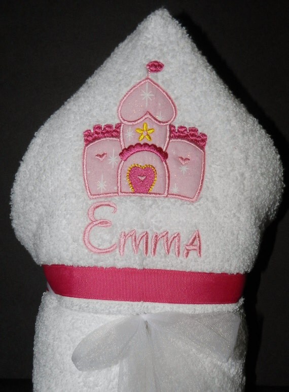 Personalized Castle Hooded Towel by DoodlebugEmbroidery on Etsy