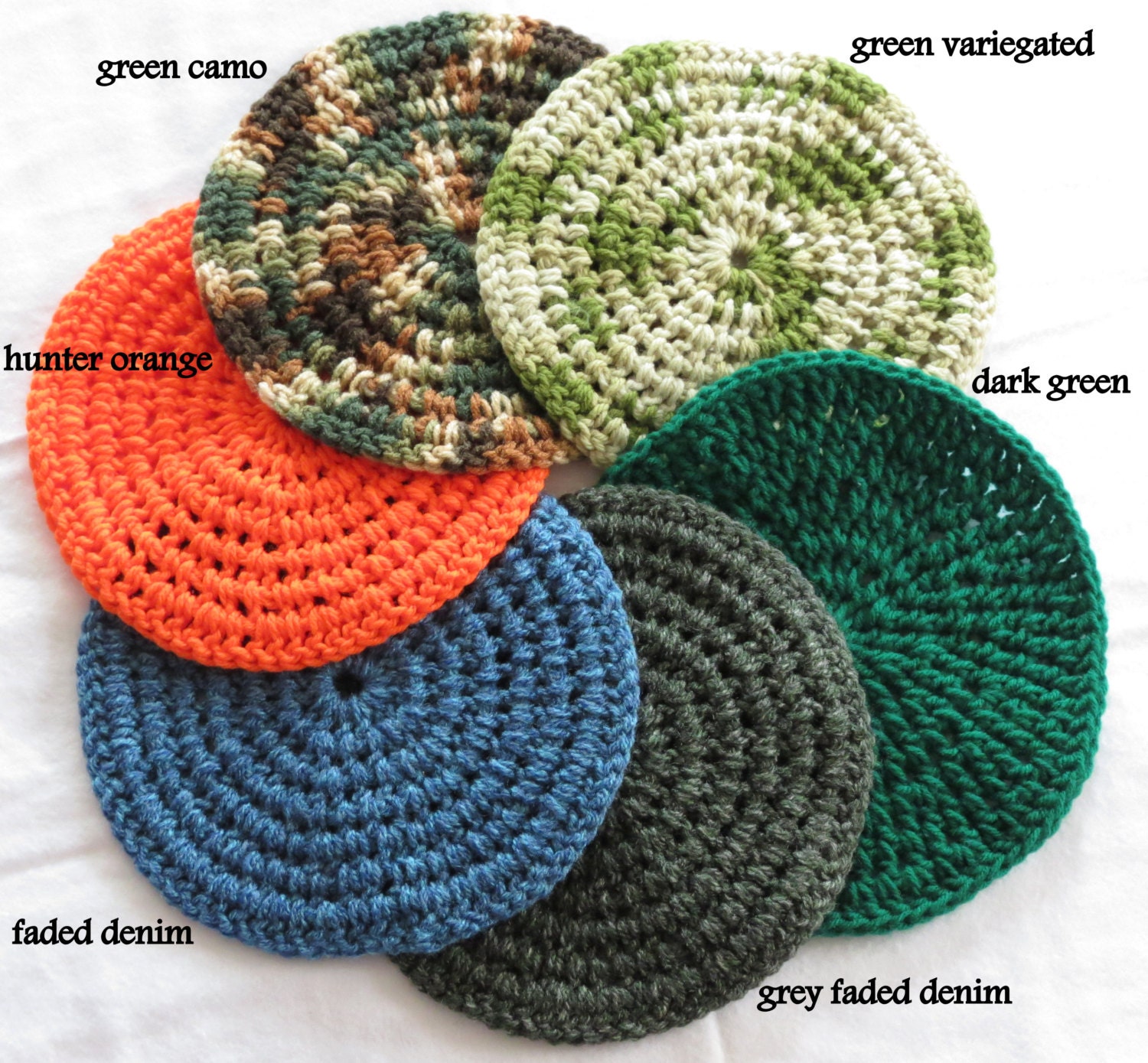 6 Color Options Round Crochet Hot Pads / by