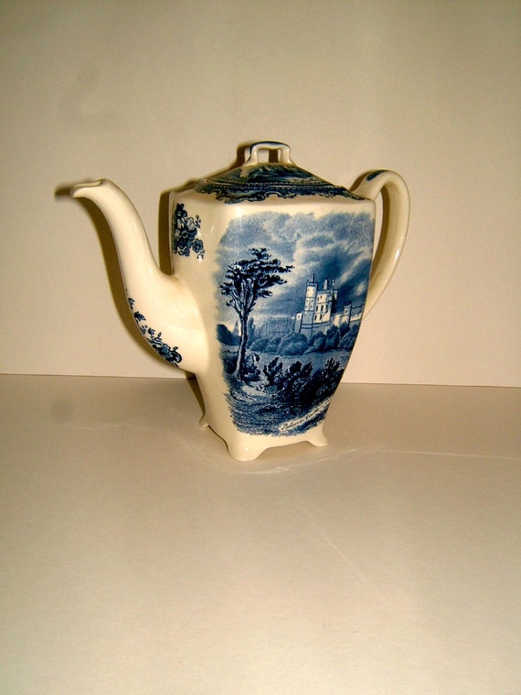 1950s Old Britain Castles Flow Blue Teapot / Blue by BiminiCricket