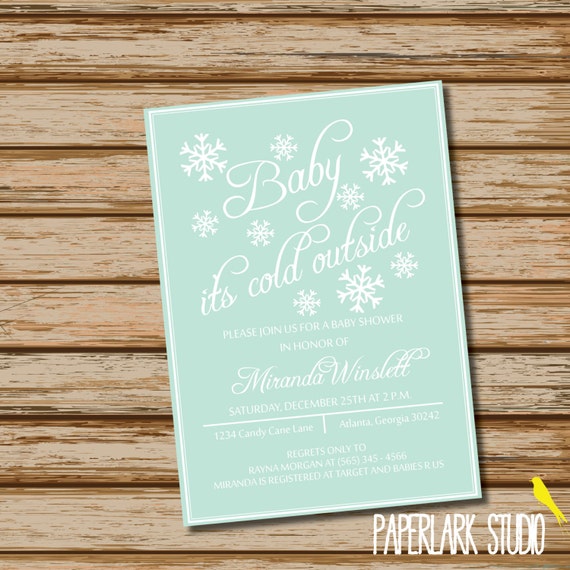 Baby It's Cold Outside /// Winter Snowflake /// Baby Shower Invitation