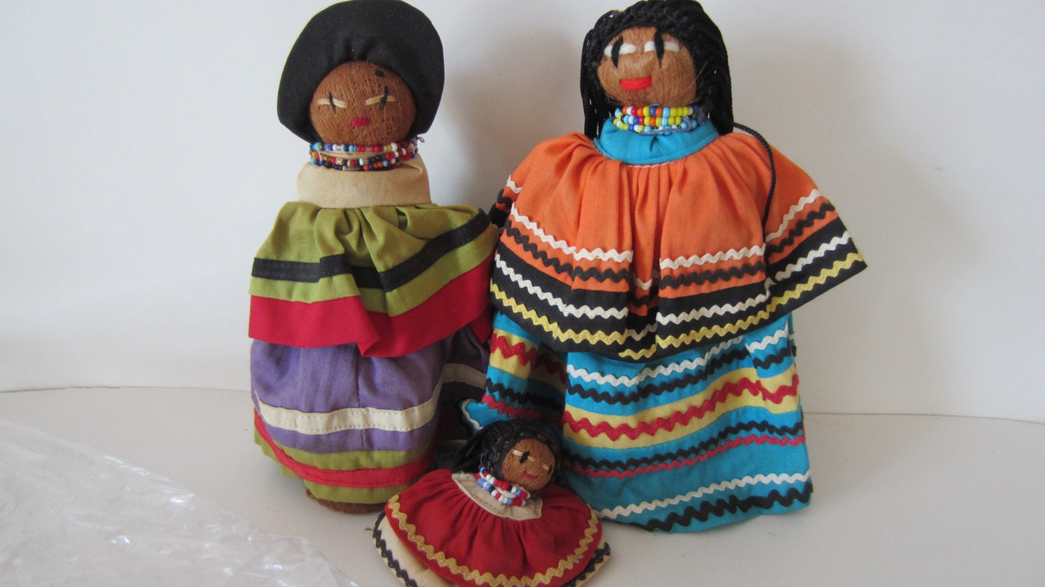 Seminole Indian Palmetto Fiber Dolls 3 dolls by shoreantiques